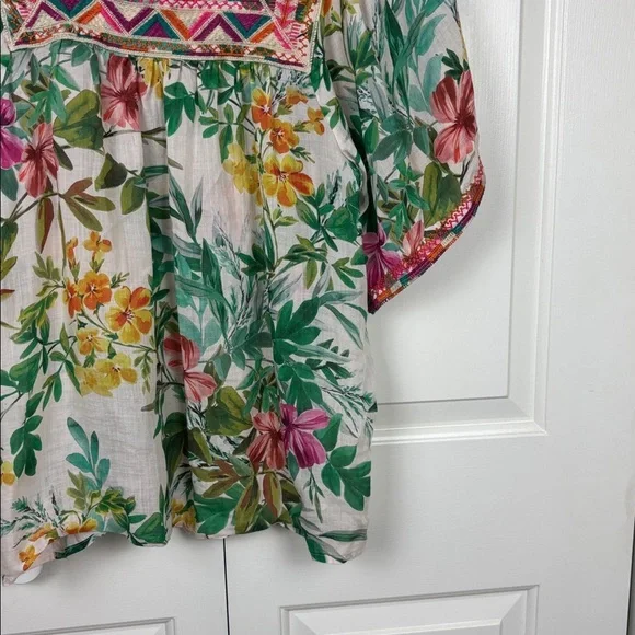 Johnny Was Workshop Pula Embroidered Square Neck Top - Size M - Picture 4 of 8